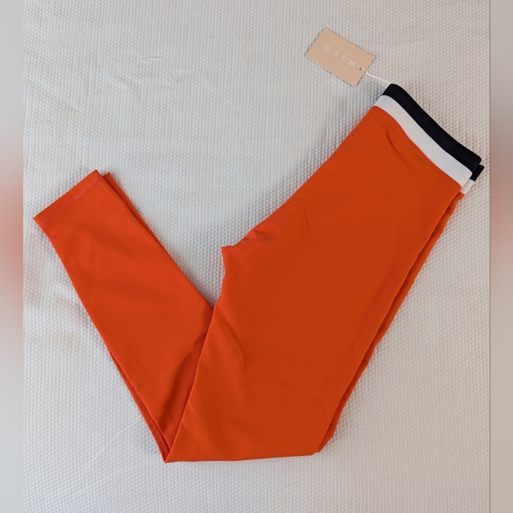 Wilo Active Bright Orange/Navy Activewear Leggings Size Small